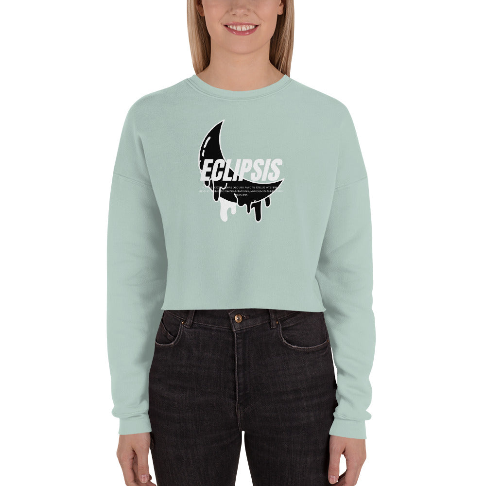 Lunar Eclipsis Women's Crop Sweatshirt - Dusty Blue - FLAKOUT