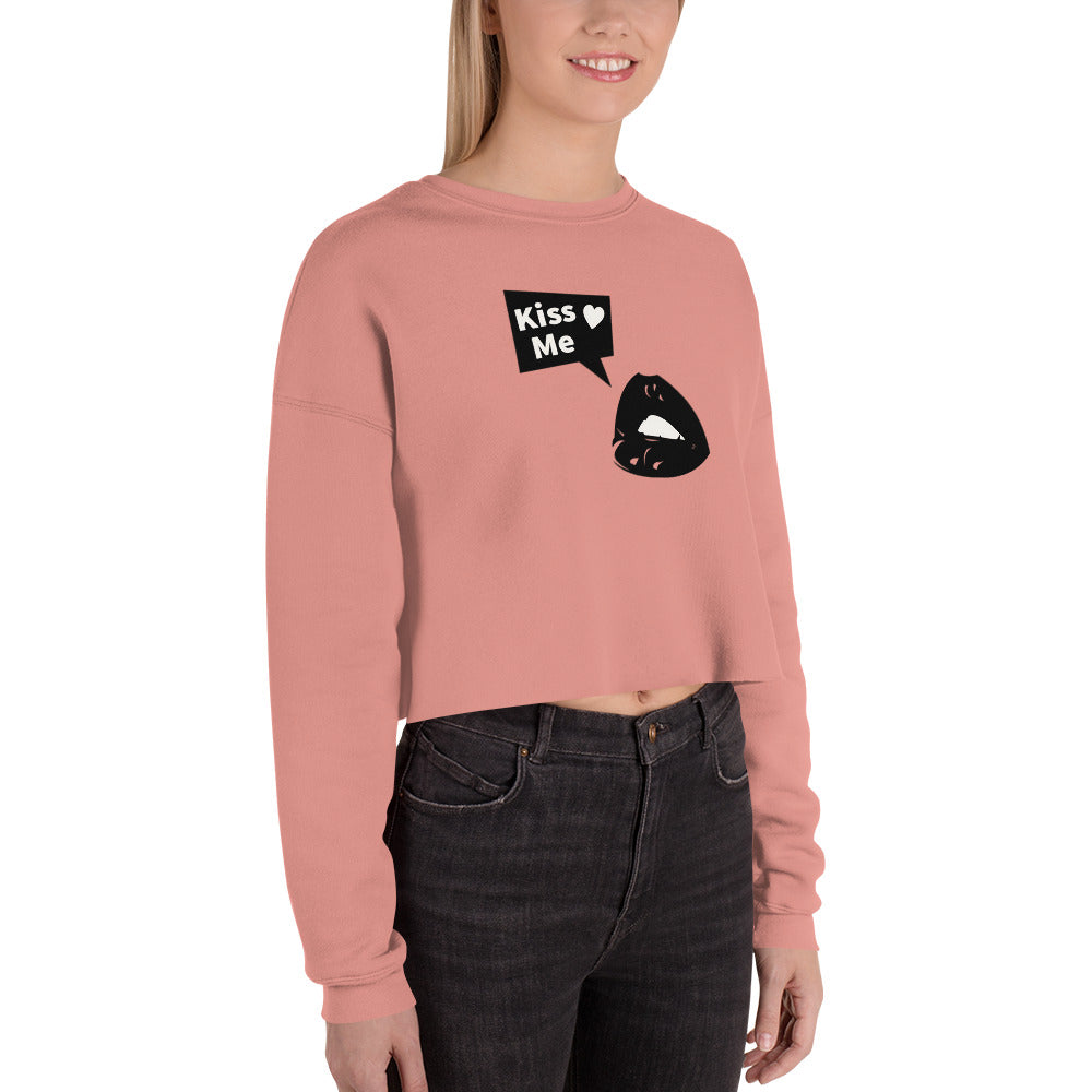 Sweet Talker Kiss Me Women's Crop Sweatshirt - Mauve - FLAKOUT