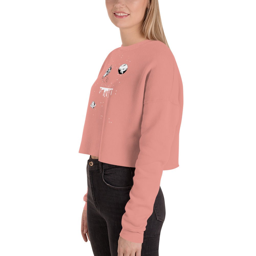 Astronaut Women's Crop Sweatshirt - Mauve - FLAKOUT